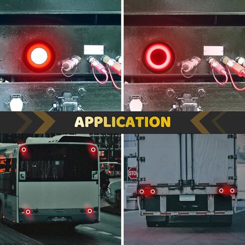 2Pcs Clear lens 4" Inch Round 88 LEDs Halo Combination White/Red Trailer light Stop Turn Brake Reverse Lights w/Rubber Grommet, IP67 Waterproof for Truck/RV/Van/Boat, DC 12V in Saudi Arabia
