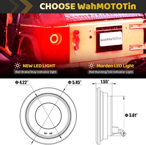 2Pcs Clear lens 4" Inch Round 88 LEDs Halo Combination White/Red Trailer light Stop Turn Brake Reverse Lights w/Rubber Grommet, IP67 Waterproof for Truck/RV/Van/Boat, DC 12V in Saudi Arabia