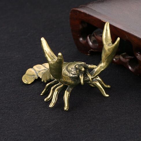 Solid Brass Crayfish Ornament Vintage Animal Pen Holder Desktop Decoration Crafts Collections Lobster Figurines in Saudi Arabia