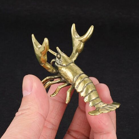 Solid Brass Crayfish Ornament Vintage Animal Pen Holder Desktop Decoration Crafts Collections Lobster Figurines in Saudi Arabia
