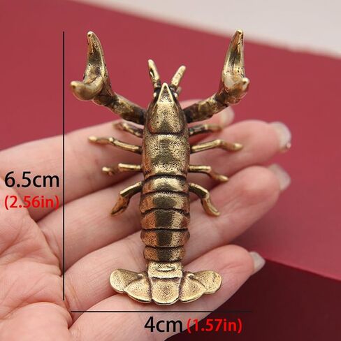 Solid Brass Crayfish Ornament Vintage Animal Pen Holder Desktop Decoration Crafts Collections Lobster Figurines in Saudi Arabia