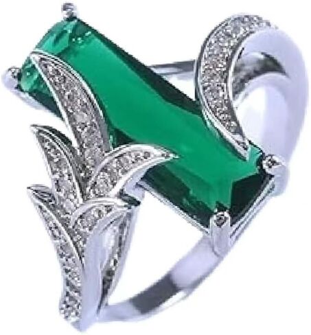 925 Sterling Silver Vintage Emerald Gold Plated Square Diamond Rings Women's Creative Statement Square Cut Cubic Zirconia CZ Gemstone Rings Wedding Rings Fit Her Sizes 6-10 757 (7) in Saudi Arabia