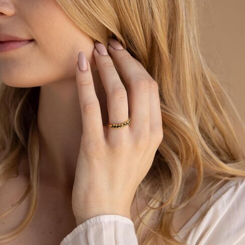 CAITLYNMINIMALIST Gemstone Ring 18K Gold Jade Agate Stackable Ring Dainty Statement Earthy Bohemian Lush Green Diamond Cubic Zirconia for Women Gift for Her in Saudi Arabia