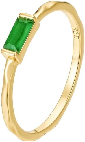 CAITLYNMINIMALIST Gemstone Ring 18K Gold Jade Agate Stackable Ring Dainty Statement Earthy Bohemian Lush Green Diamond Cubic Zirconia for Women Gift for Her in Saudi Arabia