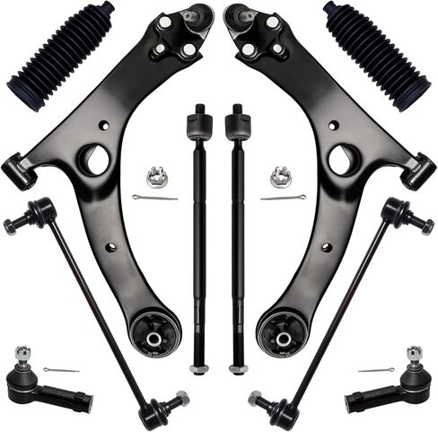AUQDD 10Pc Front End Suspension Kit Fit For 09-13 To-yota Corolla, 09-14 Matrix w/1.8L, 2 Lower Control Arm w/Ball Joint 2 Sway Bar Link 4 Outer Inner Tie Rod End (# MS86193 K623913 K80230 EV801193) in Saudi Arabia