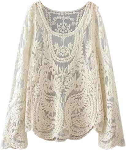 LoudSung Summer Sheer Shrug Pullover Cardigan Beach Thin Soft Hollow Shawls for Women Girls in Kuwait
