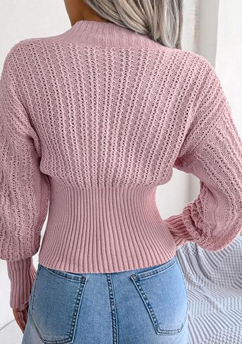 TYQQU Oversized Sweaters for Women Sexy Cross V Neck Sweaters Solid Long Sleeve Striped Sweater Slim Fit Sweater in Saudi Arabia