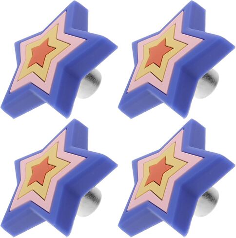 SUPVOX 4pcs Room Cartoon Silicone Drawer Pull Handles, Single-Hole Star-Shaped Cabinet Knobs, Soft Anti-Collision Wardrobe Handles for ’s Furniture in Saudi Arabia