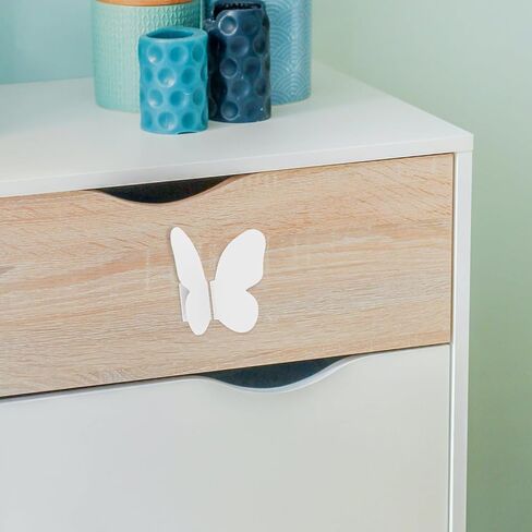 ARTIBETTER Butterfly Drawer Handles and Furniture Pulls, White Painted Metal Cabinet Knobs for ’ Room Dressers and Cabinets, 1 Pair Decorative Drawer Pulls for Nursery and Furniture in Saudi Arabia