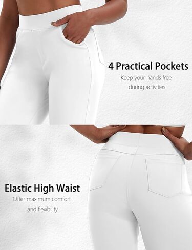 سروال يوجا كابري من VOOVEEYA للنساء، سروال ضيق قصير مع جيوب عالي الخصر كاجوال مستقيم الساق in Kuwait