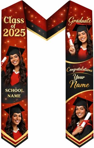 Custom Graduation Stoles Class of 2026 Congratulation Gifts, Graduation Stoles with Photo & Name 1 in Saudi Arabia