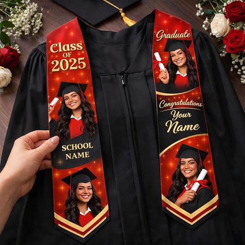 Custom Graduation Stoles Class of 2026 Congratulation Gifts, Graduation Stoles with Photo & Name 1 in Saudi Arabia
