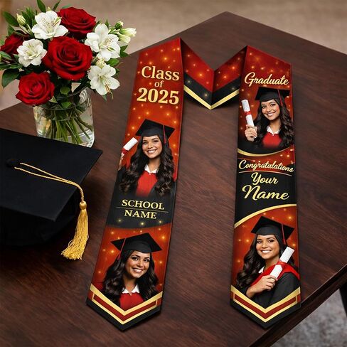 Custom Graduation Stoles Class of 2026 Congratulation Gifts, Graduation Stoles with Photo & Name 1 in Saudi Arabia