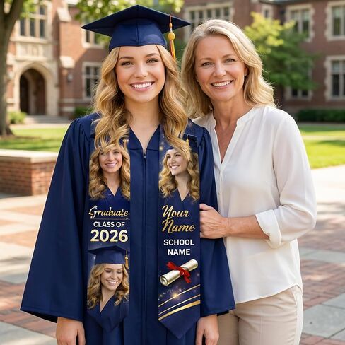Custom Graduation Stoles Class of 2026 Congratulation Gifts, Graduation Stoles with Photo & Name 1 in Saudi Arabia