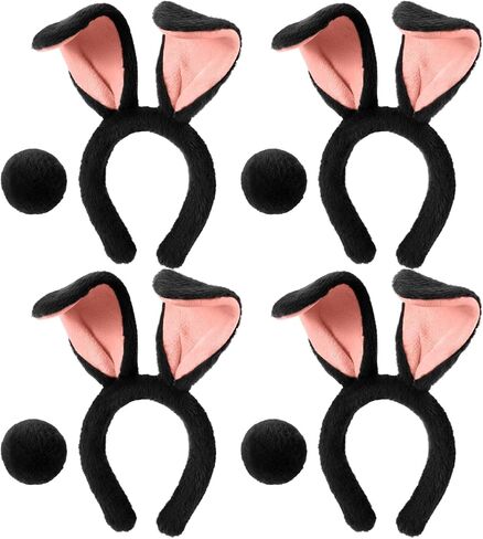 Crowye Easter Bunny Ears Headband and Tail Set, Plush Rabbit Ear Women Costume Accessories Set for Cosplay Party in Saudi Arabia