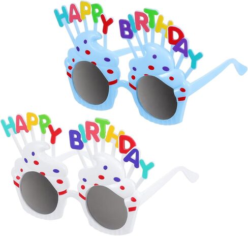 2Pcs Happy Birthday Glasses, Multi-Shaped Birthday Sunglasses, Photo Props with Happy-Birthday Text in Saudi Arabia