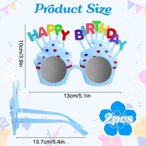 2Pcs Happy Birthday Glasses, Multi-Shaped Birthday Sunglasses, Photo Props with Happy-Birthday Text in Saudi Arabia