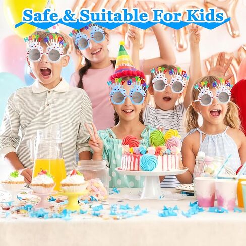 2Pcs Happy Birthday Glasses, Multi-Shaped Birthday Sunglasses, Photo Props with Happy-Birthday Text in Saudi Arabia