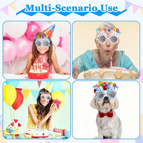 2Pcs Happy Birthday Glasses, Multi-Shaped Birthday Sunglasses, Photo Props with Happy-Birthday Text in Saudi Arabia