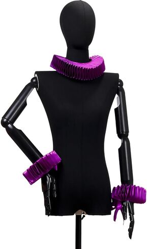 Renaissances Victorian Purpled Ruffle False Collar And Wrist Cuffs Set Colonial Clown Choker Neck Collar Cuffs For Women Hist in Saudi Arabia