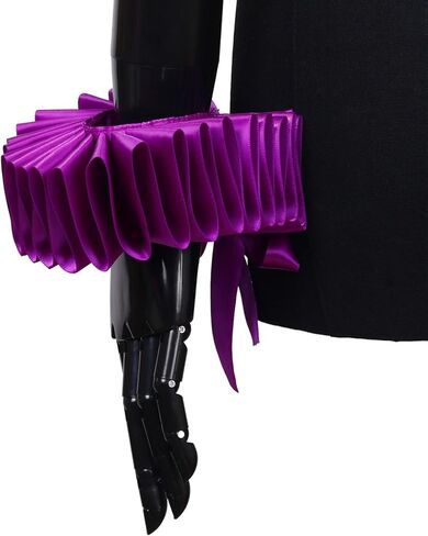 Renaissances Victorian Purpled Ruffle False Collar And Wrist Cuffs Set Colonial Clown Choker Neck Collar Cuffs For Women Hist in Saudi Arabia