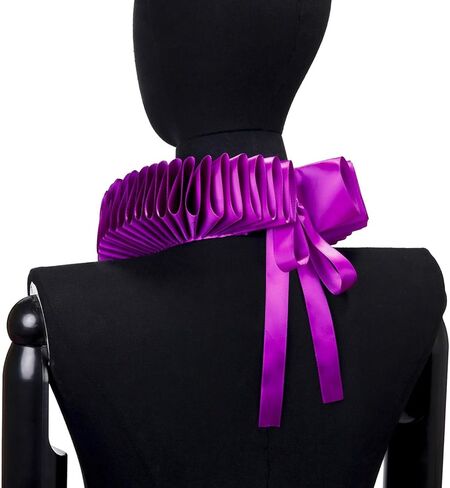 Renaissances Victorian Purpled Ruffle False Collar And Wrist Cuffs Set Colonial Clown Choker Neck Collar Cuffs For Women Hist in Saudi Arabia