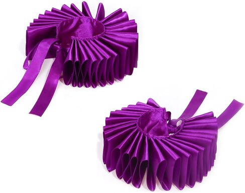 Renaissances Victorian Purpled Ruffle False Collar And Wrist Cuffs Set Colonial Clown Choker Neck Collar Cuffs For Women Hist in Saudi Arabia