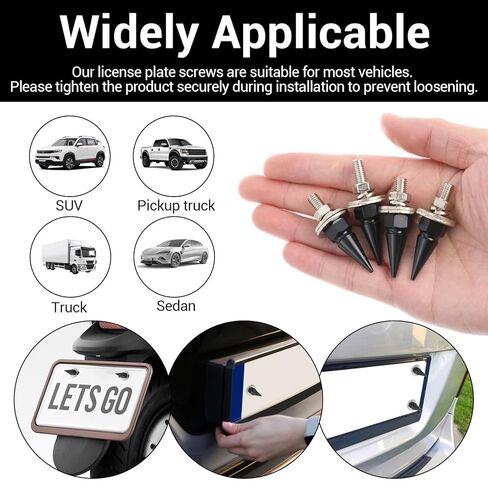 8 Pcs Spike License Plate Screw Fasteners Kit Anti Theft Spike Shape Aluminum Car Plate Frame Bolts Black License Plate Screws Decoration Stainless Steels Universal for Cars Trucks Motorcycles in Saudi Arabia