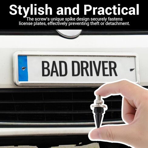 8 Pcs Spike License Plate Screw Fasteners Kit Anti Theft Spike Shape Aluminum Car Plate Frame Bolts Black License Plate Screws Decoration Stainless Steels Universal for Cars Trucks Motorcycles in Saudi Arabia