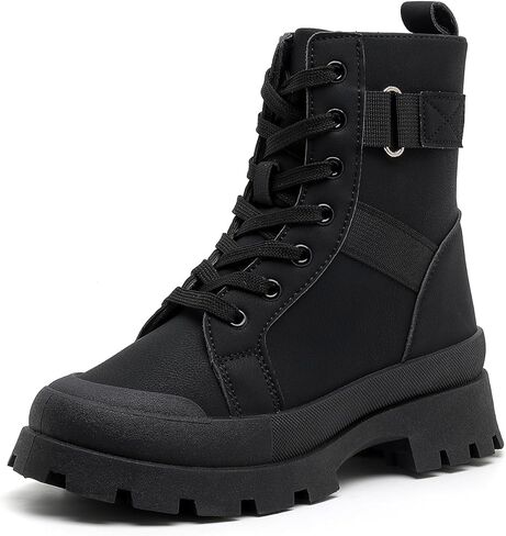 أحذية تشيلسي سوداء للسيدات من MEMON، أحذية طويلة عصرية ذات منصة مكتنزة، أحذية قتالية كاجوال in Kuwait