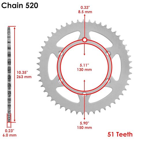 Caltric Rear Wheel Chain Sprocket Compatible with Yamaha YZ125 2015-2022 / YZ250 2010-2022 / YZ450 2010-2021 17D-25451-50-00 in Saudi Arabia