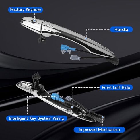 Exterior Chrome Door Handle | Front Left Driver Side | with Smart Entry Keyless | Compatible with 2008-2020 Infiniti EX35 FX50 FX37 M56 M56X QX50 QX56 QX60 QX70 QX80 | OE # 806401BA0A in Kuwait