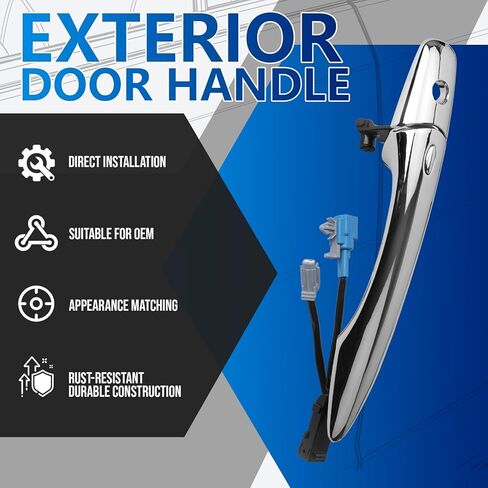 Exterior Chrome Door Handle | Front Left Driver Side | with Smart Entry Keyless | Compatible with 2008-2020 Infiniti EX35 FX50 FX37 M56 M56X QX50 QX56 QX60 QX70 QX80 | OE # 806401BA0A in Kuwait