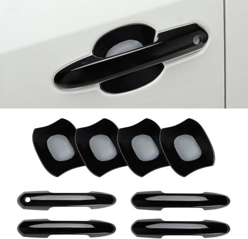 Upgraded Snap-on Door Handle Cover with Door Handle Bowl Cover Compatible for 2019-2024 2025 Toyota Rav4 Accessories Black Handle Protectors Glossy Black in Saudi Arabia