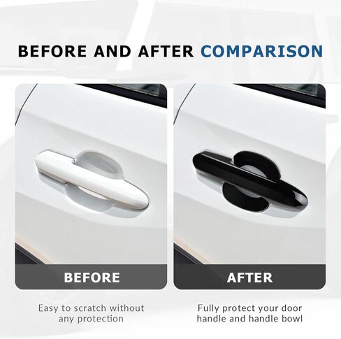 Upgraded Snap-on Door Handle Cover with Door Handle Bowl Cover Compatible for 2019-2024 2025 Toyota Rav4 Accessories Black Handle Protectors Glossy Black in Saudi Arabia