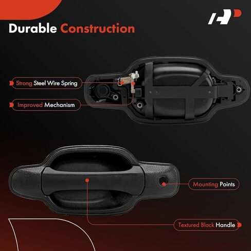 A-Premium Outside Exterior Door Handles Compatible with Chevrolet Colorado & GMC Canyon, 2004 2005 2006 2007, Crew Cab Pickup, Textured Black, 4-PC Set, Front & Rear Driver and Passenger Side in Saudi Arabia