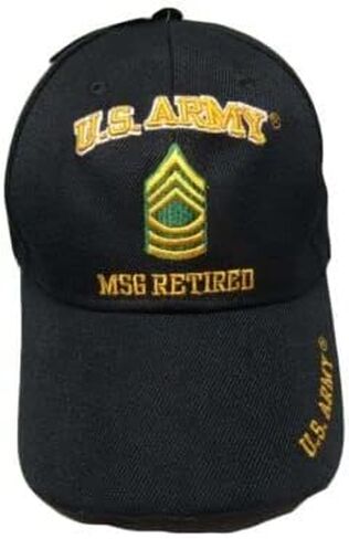 New Black US Army MSG Master Sergeant Retired Hat Ball Cap Veteran E-8 in Saudi Arabia
