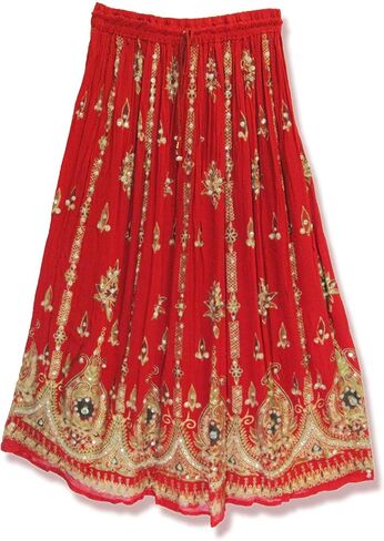 Tie Dye Yoga Trend Women's Sequined Crinkle Broomstick Gypsy Long Skirt (Yellow) in Saudi Arabia