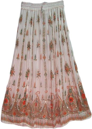Tie Dye Yoga Trend Women's Sequined Crinkle Broomstick Gypsy Long Skirt (Yellow) in Saudi Arabia