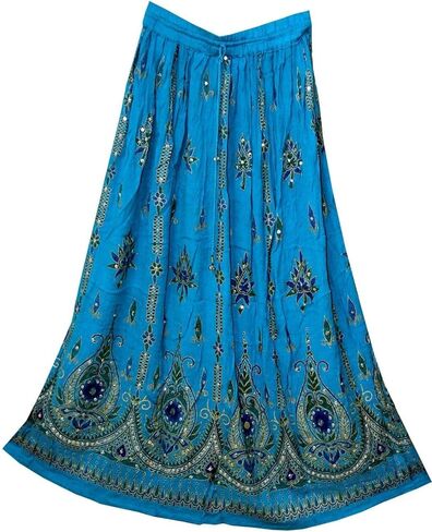 Tie Dye Yoga Trend Women's Sequined Crinkle Broomstick Gypsy Long Skirt (Yellow) in Saudi Arabia