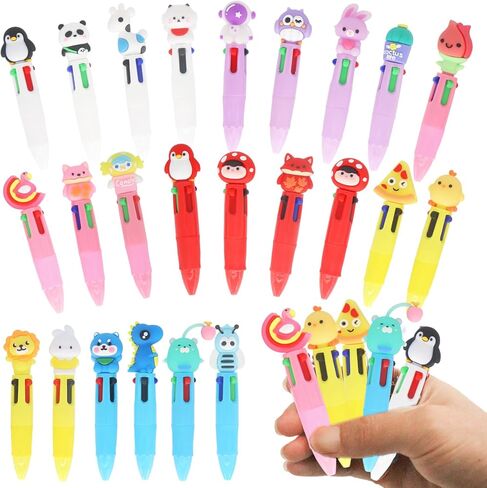 أقلام صغيرة متعددة الألوان في قلم واحد 4 في 1، مجموعة أقلام لطيفة لهدايا حفلات الأطفال وهدايا أعياد الميلاد، قلم حبر جاف رائع من Kawaii للأطفال وجوائز الفصول الدراسية ومستلزمات المعلمين (لطيف، 24) in Kuwait