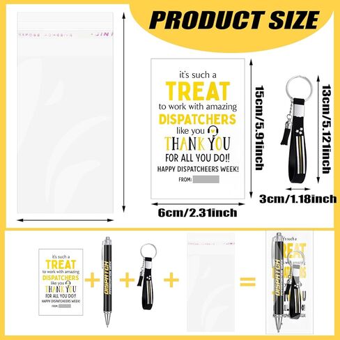 24 Set 911 Dispatcher Gift Bulk Yellow Flag Ballpoint Pen Keychain Thank You Card Appreciation Accessories for 911 Dispatcher Birthday Gifts in Saudi Arabia