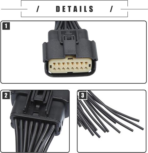 Motoforti Headlight Connector Pigtail, for Jeep Grand Cherokee 2014-2018, Plastic, Black, 2Pcs in Saudi Arabia