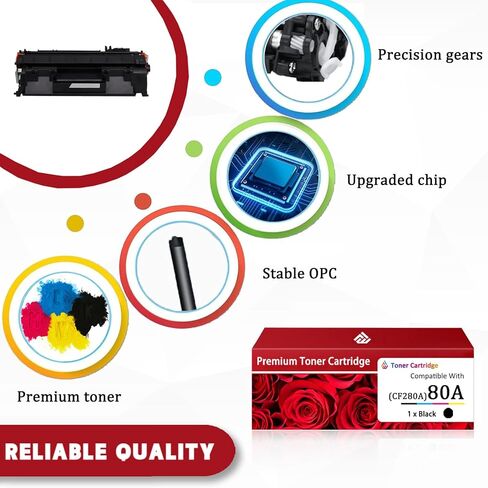 80A Toner Cartridge Compatible for HP 80A CF280A Toner Cartridges Work for HP LaserJet Pro 400 M401dn M401dne M401dw M401n MFP M425dn Printers in Saudi Arabia