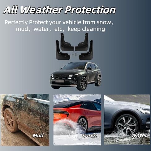 أغطية الطين لسيارة Hyundai Tucson 2025 2024 2023 2022، واقيات رذاذ العجلات والإطارات، واقيات رذاذ الإطارات لجميع الأحوال الجوية، أغطية الطين للملحقات الخارجية Hyundai Tucson ﻿(ليست لـ N Line/Hybrid PHEV) in Kuwait