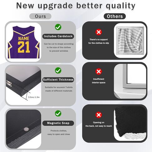 T Shirt Frames for Wall Display 18" X 14" Jersey Shadow Box Display Case for Wall Mount or Desktop, T-Shirt Picture Frame 1" Depth of Usable Space Shadow Box for Football Baseball Basketball Jerseys in Saudi Arabia