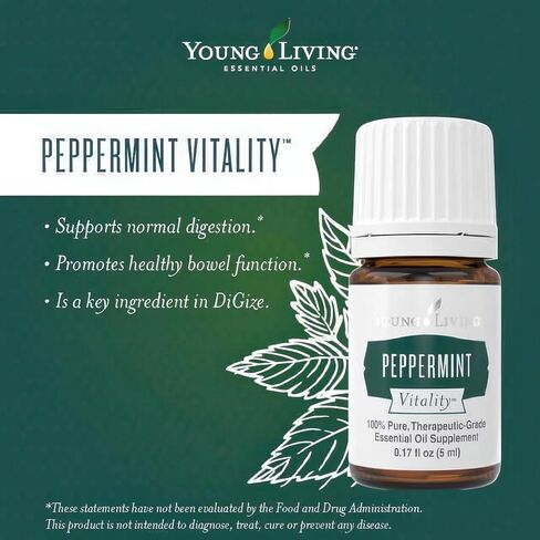 Young Living Peppermint Vitality Essential Oil | 5 ml | Dietary Supplement for Digestive Support and Refreshing Flavor in Kuwait
