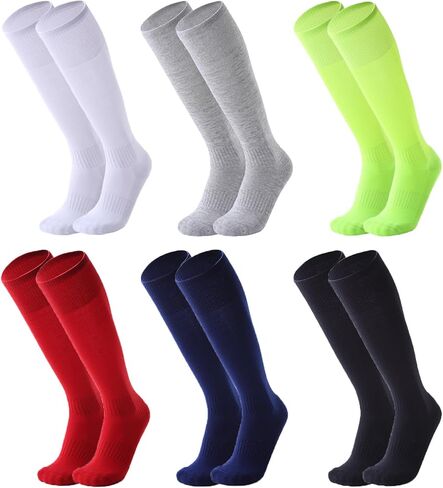 6 Pairs Womens Soccer Socks Stretchy Knee High Tube Colorful Football Athletic Team Socks for Women in Saudi Arabia