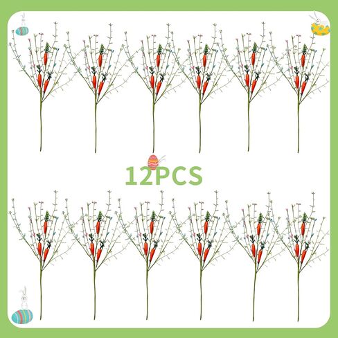 زينة عيد الفصح 12 جهاز كمبيوتر شخصى ينبع عيد الفصح الاصطناعي مع الجزر والتوت الملون عيد الفصح يختار سيقان التوت لغرفة المعيشة المركزية ديكور المنزل زهرية واحتفالات عيد الفصح in Kuwait