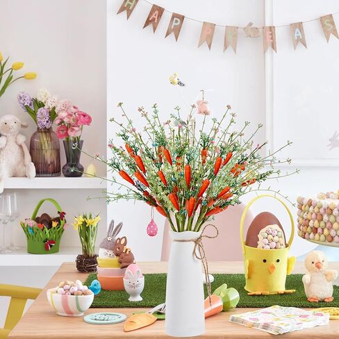 زينة عيد الفصح 12 جهاز كمبيوتر شخصى ينبع عيد الفصح الاصطناعي مع الجزر والتوت الملون عيد الفصح يختار سيقان التوت لغرفة المعيشة المركزية ديكور المنزل زهرية واحتفالات عيد الفصح in Kuwait